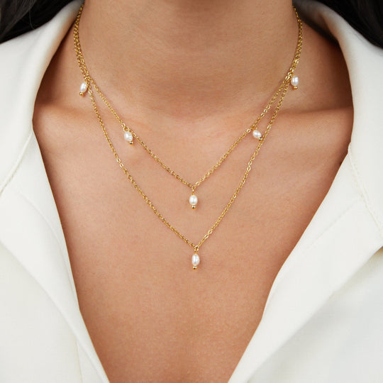Kay Chain Necklace with Pearl Drops