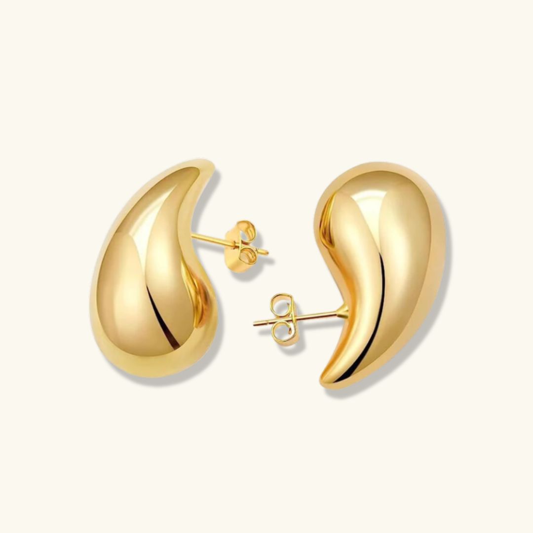 Sandra Polished Teardrop Gold Earrings