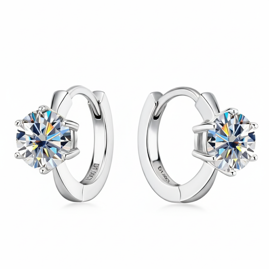 Round Moissanite Silver Earrings