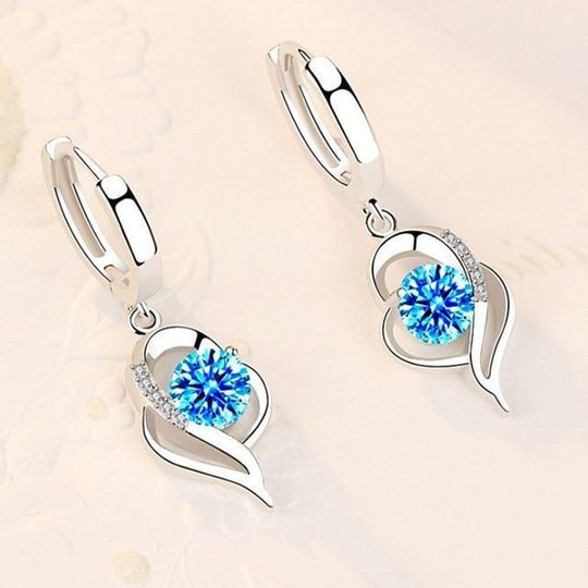 Zirconia Inlaid Silver Floral Earrings