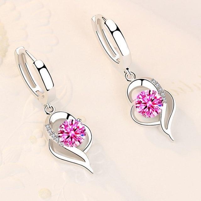 Zirconia Inlaid Silver Floral Earrings