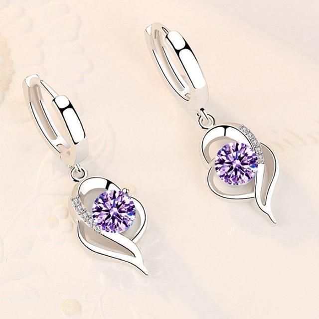 Zirconia Inlaid Silver Floral Earrings