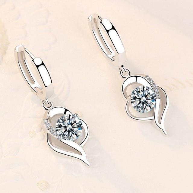 Zirconia Inlaid Silver Floral Earrings