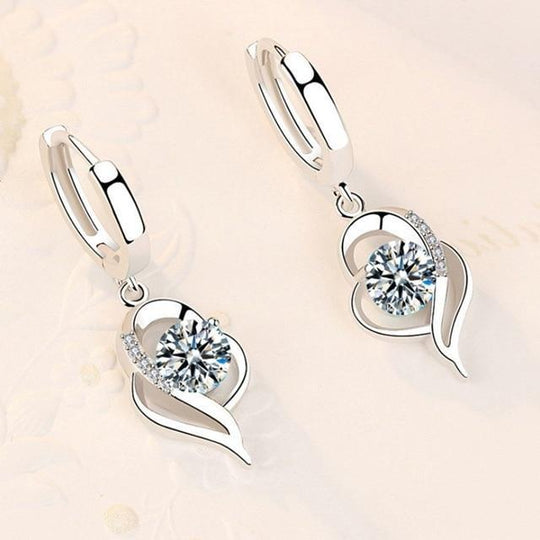 Zirconia Inlaid Silver Floral Earrings