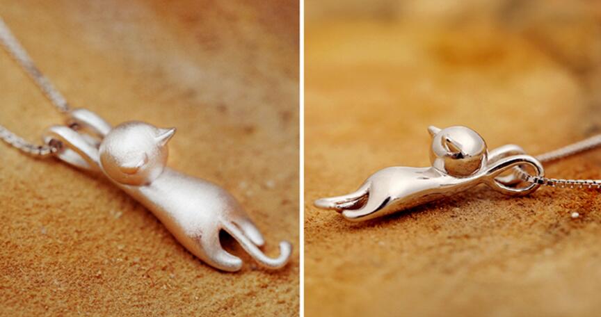 Playful Kitty Silver Necklace