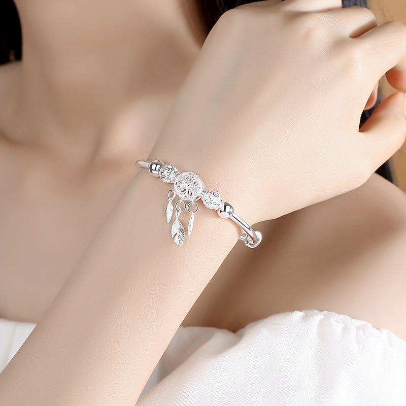 Adjustable Dreamcatcher Silver Bracelet
