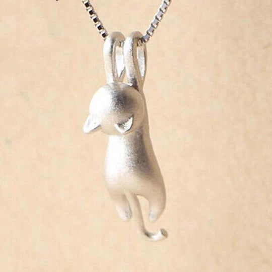Playful Kitty Silver Necklace