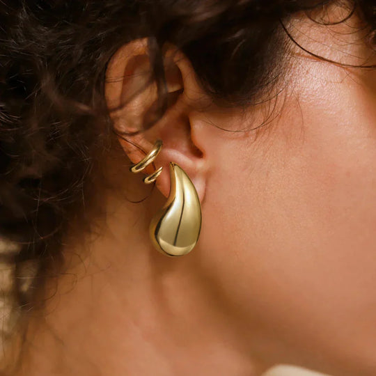 Sandra Polished Teardrop Gold Earrings